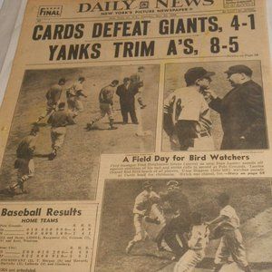 Vintage Daily New York's picture Newspaper Cards defeat Giants Yanks Trim A's ⚾